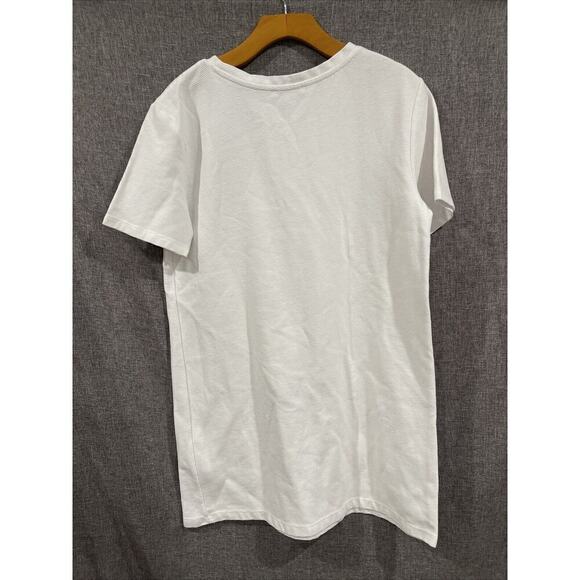 Zara Women M Shift Dress Crew Neck Short Sleeve Cotton Blend Ribbed T Shirt Prep - Picture 2 of 10